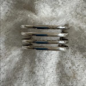 Sterling Silver Four-Band Ribbed Cuff Bracelet - Stamped 925