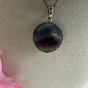 Healing Rainbow Fluorite Crystal Necklace - Genuine Italian .925 Silver - Clarity & Focus Stone
