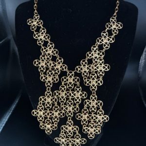 Gold-Tone Openwork Filigree Bib Necklace