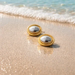 LC Liz Claiborne Gold & Silver Tone Two-Tone Oval Clip-On Earrings