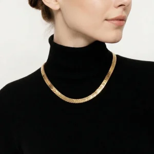 Lia Sophia Kiam Family Collection Gold Tone Flat Scale Link Necklace