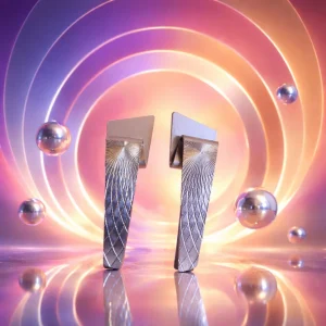 Modernist Silver Tone Wing Earrings