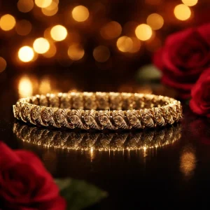 Retro Brushed Gold Scalloped Link Bracelet with Fold-Over Clasp