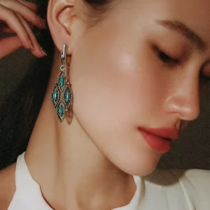 Southwestern-style marquise earrings