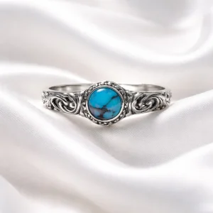 Sterling Silver Turquoise Feather Bypass Ring