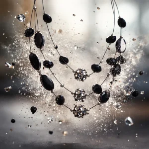 Triple Strand Black & Silver Floating Illusion Statement Necklace