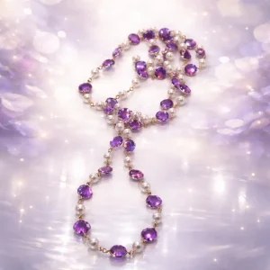 Amethyst Tone and Pearl Necklace