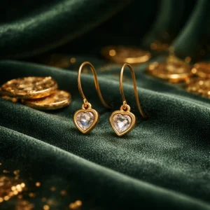 Authentic Swarovski Gold-Tone Heart Filigree Dangle Earrings
