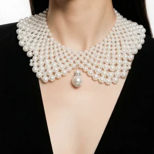 Bib Collar Faux Pearl Necklace Set
