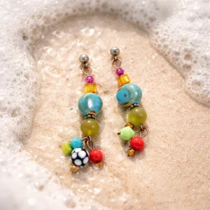 Bohemian Multi-Color Beaded Cluster Tassel Earrings – Artisan Style