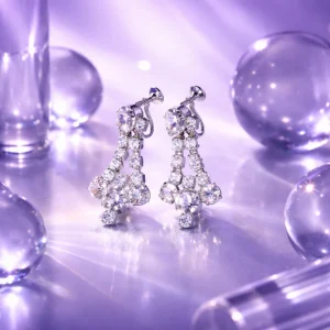 Clear Rhinestone Chandelier Screw-Back Earrings