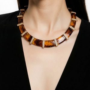 Kiam Family Signature Faux Tortoise & Rhinestone Collar Necklace – Lia Sophia Archival