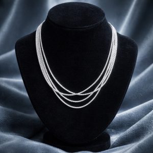 Liz Claiborne 5-Strand Silver Tone Twisted Chain Necklace – Signed EST 1976