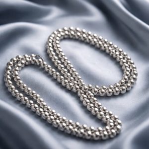 Vintage Silver-Tone Double-Strand Ball Bead Necklace - Mid-Century Modern