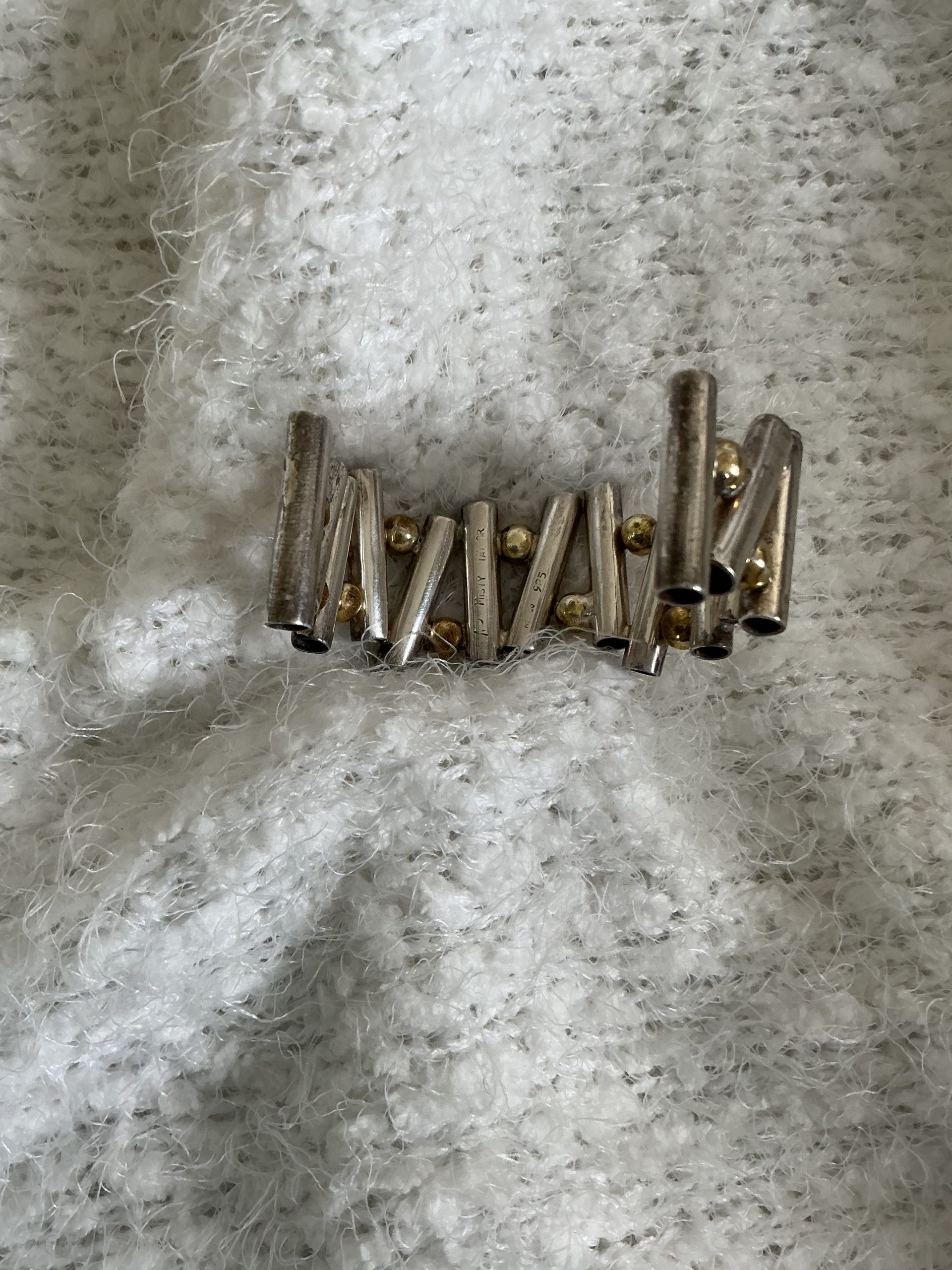 Vintage Misty Taylor Mexico Sterling Silver & Gold Bead Modernist Cuff Bracelet