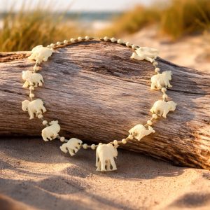 Bovine bone animal fetishes necklace