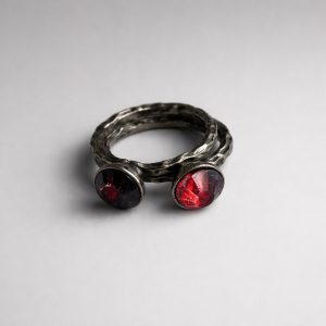 Hammered Crystal Stacking Ring Set