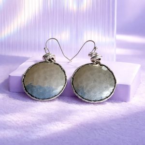 Vintage Artisan Hammered Silver Disc Dangle Earrings