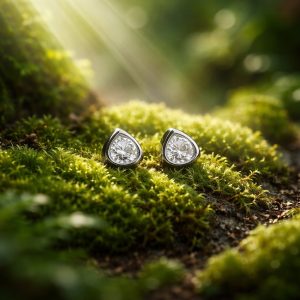 Vintage-Style Silver Tone Crystal Teardrop Stud Earrings