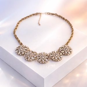 LOFT Antique Gold-tone  Crystal Floral Medallion Statement Necklace