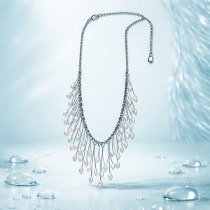 Industrial Chic Pearl Drop Bib Necklace