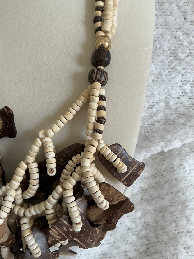 Natural Coconut Shell & Seed Bead Multi-Strand Statement Necklace - Boho Tropical