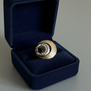 Vintage Gold & Silver Moon Statement Ring - Two-Tone Mixed Metal Celestial Band