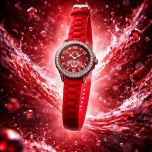 Ohio State Buckeyes Women’s Watch - Red Silicone Strap & Rhinestone Bezel