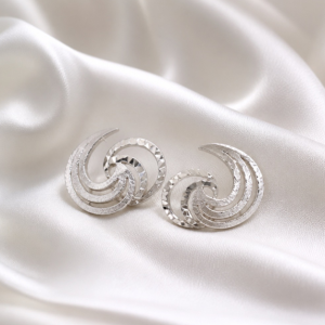 Dyadema Sterling Silver Diamond-Cut Layered Swirl Post Earrings – Made in Italy