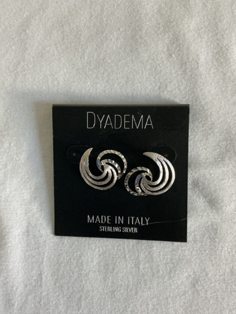 Dyadema Sterling Silver Diamond-Cut Layered Swirl Post Earrings – Made in Italy