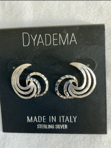 Dyadema Sterling Silver Diamond-Cut Layered Swirl Post Earrings – Made in Italy