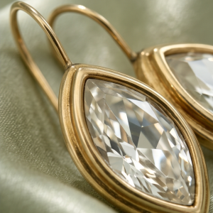 Vintage Swarovski Gold-Tone Marquise Crystal Drop Earrings (Swan Signed)