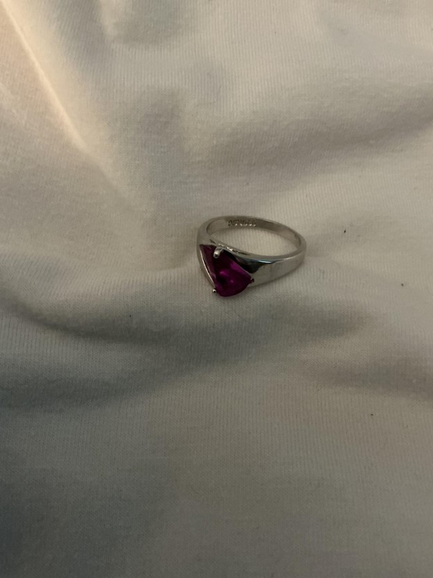 Sterling Silver 925 Pear-Cut Magenta Solitaire Ring