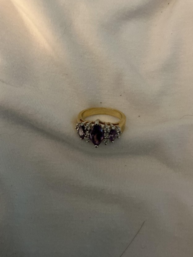 Gold-Tone 3-Stone Marquise Faux Amethyst Cluster Ring